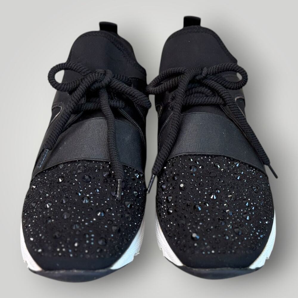 Carvela Lament Bling Black Fashion Sneaker Shoes US 10 EU 41 Rhinestone Studs - Picture 3 of 10